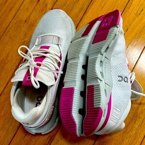 On cloud pink and white.